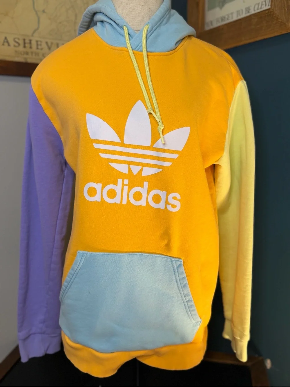 adidas Colorblock Trefoil Hoodie - Yellow, Lavender, Light Blue, Lime